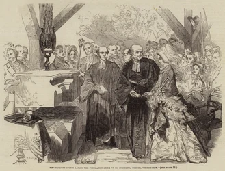 Miss Burdett Coutts legt den Grundstein der St. Stephen